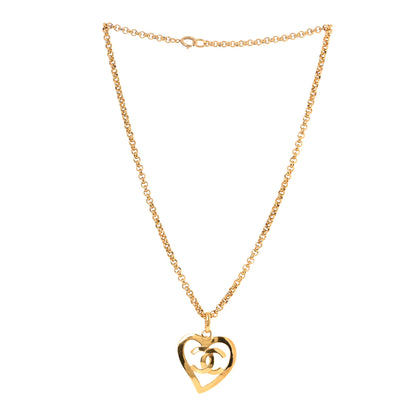 Chanel CC Heart Chain Pendant Necklace Gold 3 of 5
