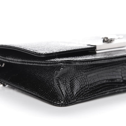 Chanel Lizard Golden Class Wallet on Chain WOC Black 9 of 11