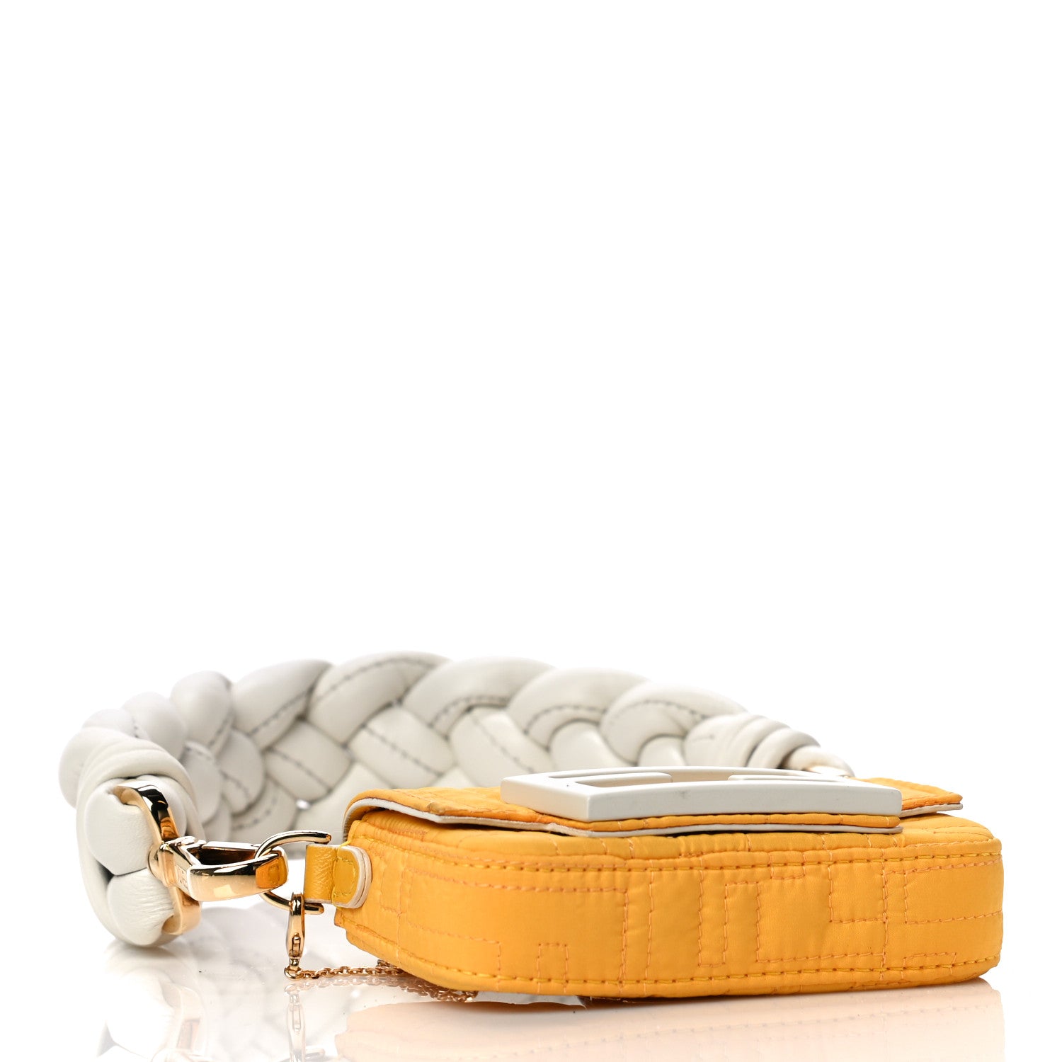 Fendi Nylon FF Embroidered Nano Baguette Maxi Handle Charm Yellow 4 of 9