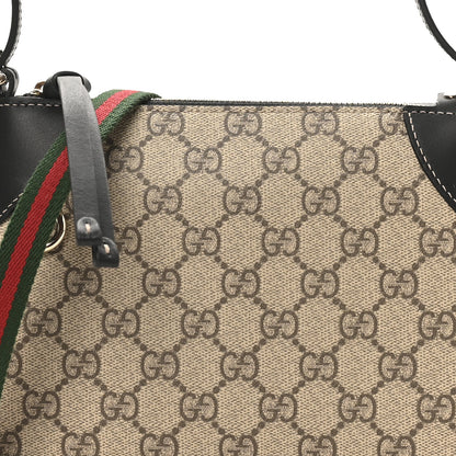 Gucci GG Supreme Monogram Textured Calfskin Small Emblem Shoulder Bag Beige Black 8 of 10