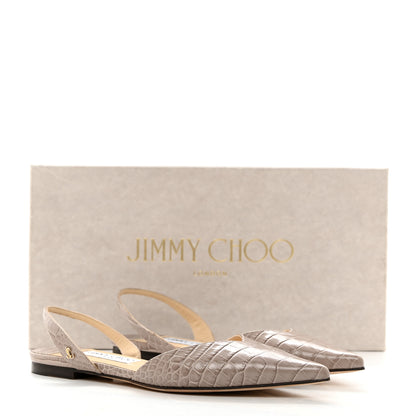 Jimmy Choo Crocodile Embossed Slingback Flat 37 Beige 8 of 8