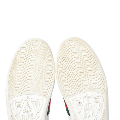 Gucci Calfskin Ayers Bee Embroidered Womens Ace Sneakers 37.5 White Green 14 of 16