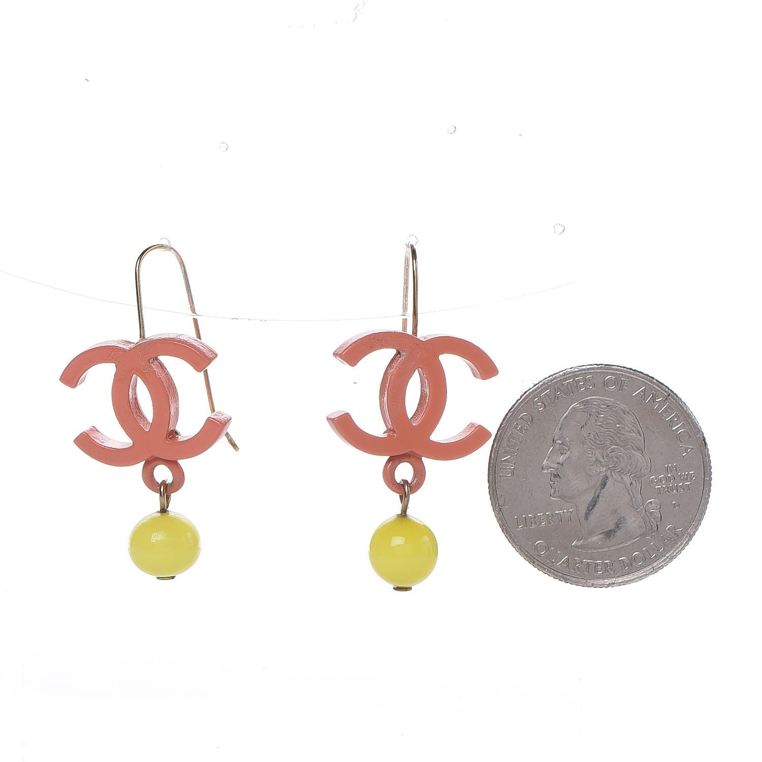 Chanel Resin CC Drop Earrings Orange 2 of 4