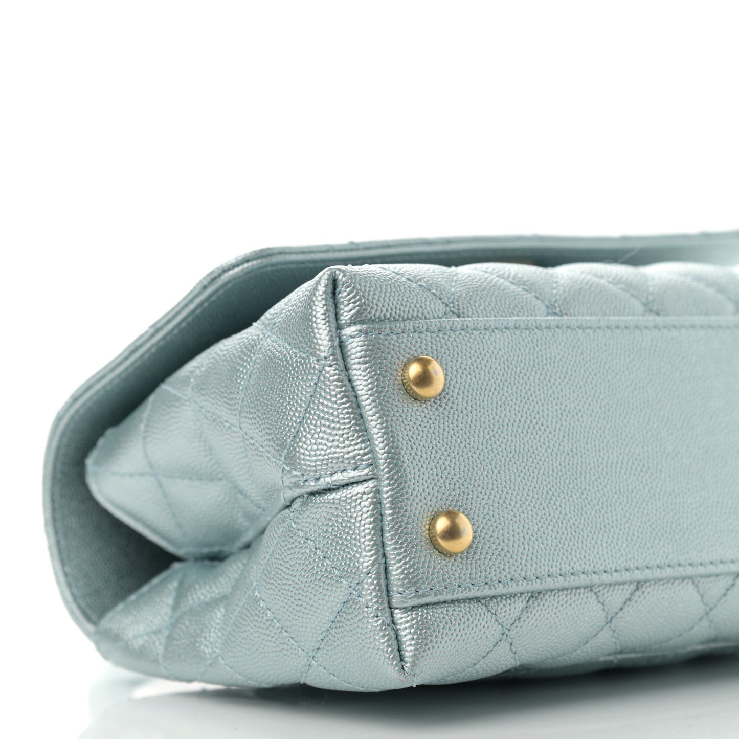 Metallic Caviar Quilted Mini Coco Handle Flap Light Blue