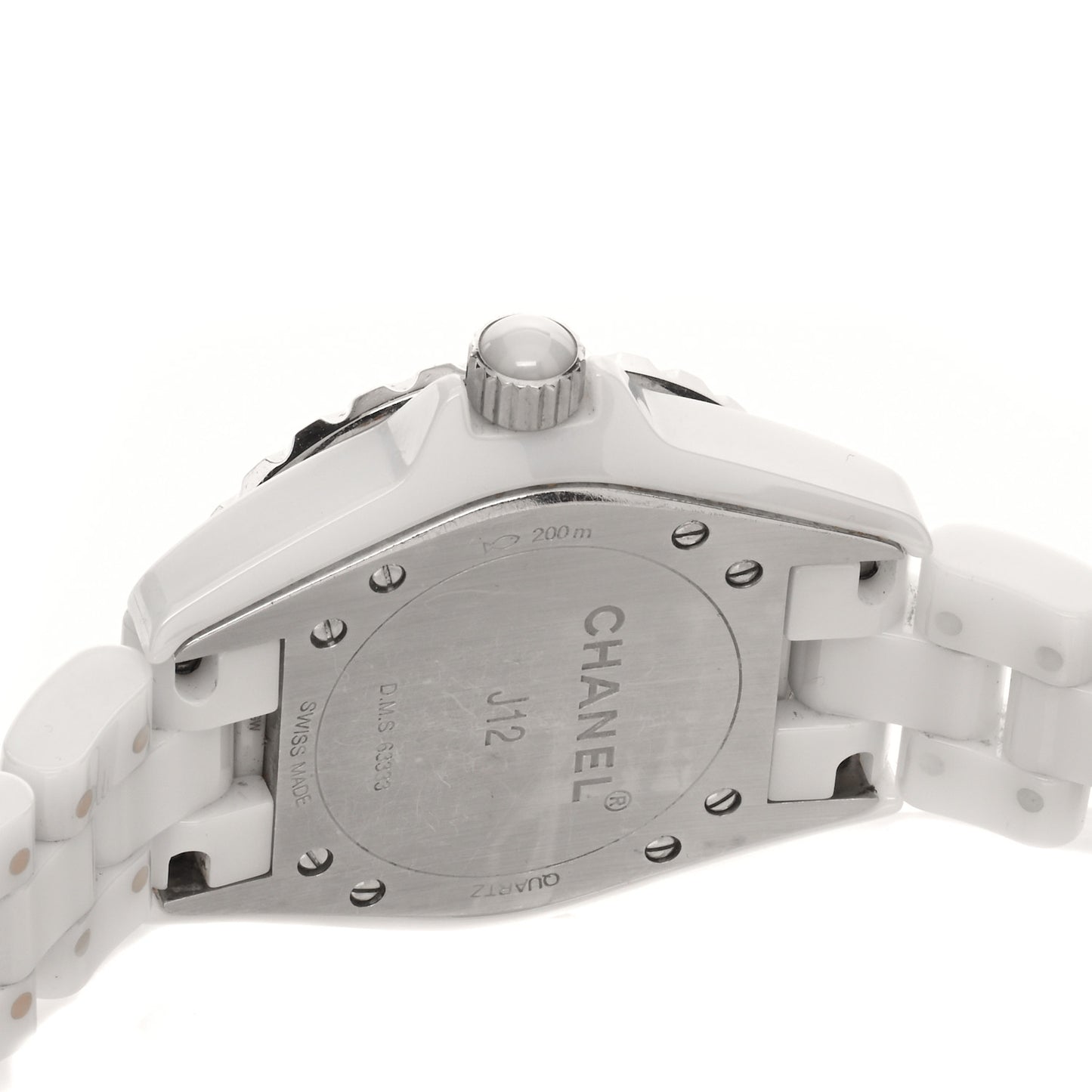 Stainless Steel Ceramic Diamond 33mm J12 Quartz Watch White