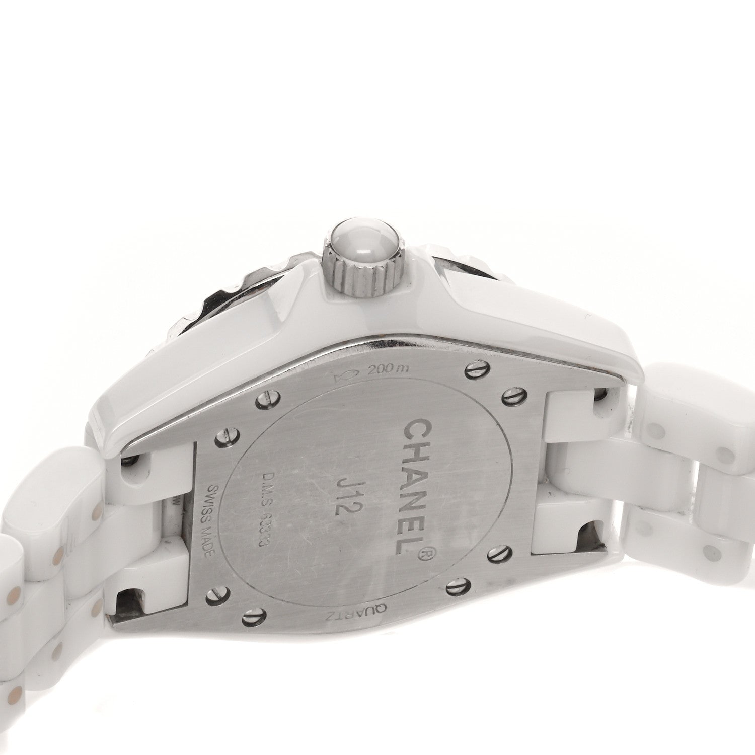 Chanel Stainless Steel Ceramic Diamond 33mm J12 Quartz Watch White 4 of 5