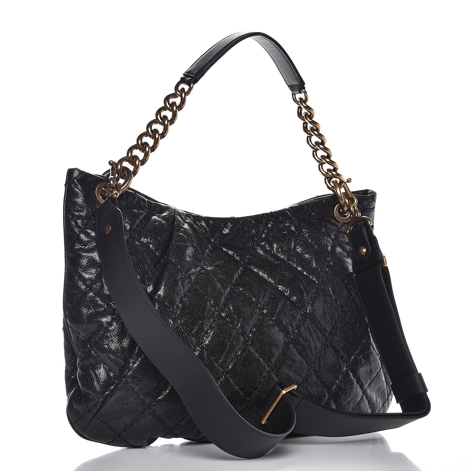 Chanel Crumpled Grained Calfskin Coco Pleats Hobo Black 3 of 8