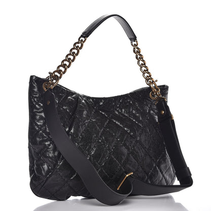 Chanel Crumpled Grained Calfskin Coco Pleats Hobo Black 3 of 8