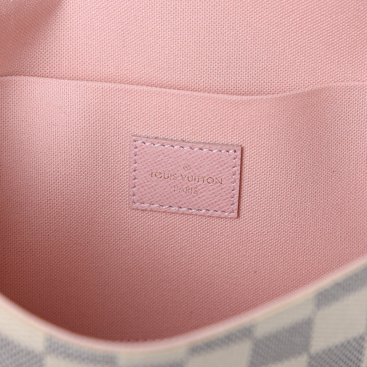 Damier Azur Pochette Felicie Chain Wallet Rose Ballerine