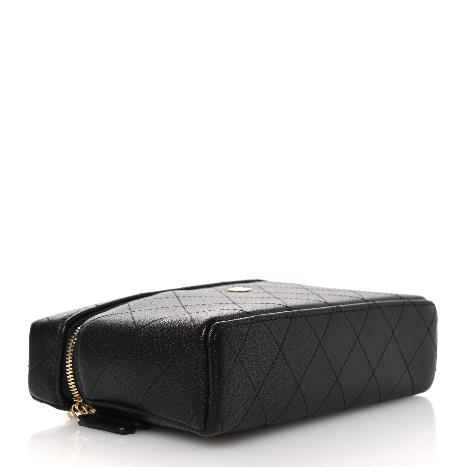 Chanel Goatskin Stitched Top Handle Slim Vanity With Chain Black 3 of 11
