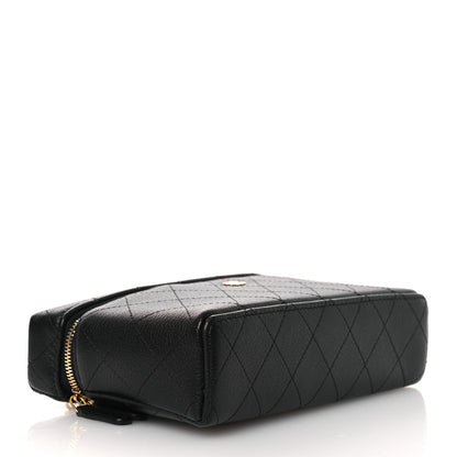 Chanel Goatskin Stitched Top Handle Slim Vanity With Chain Black 3 of 11