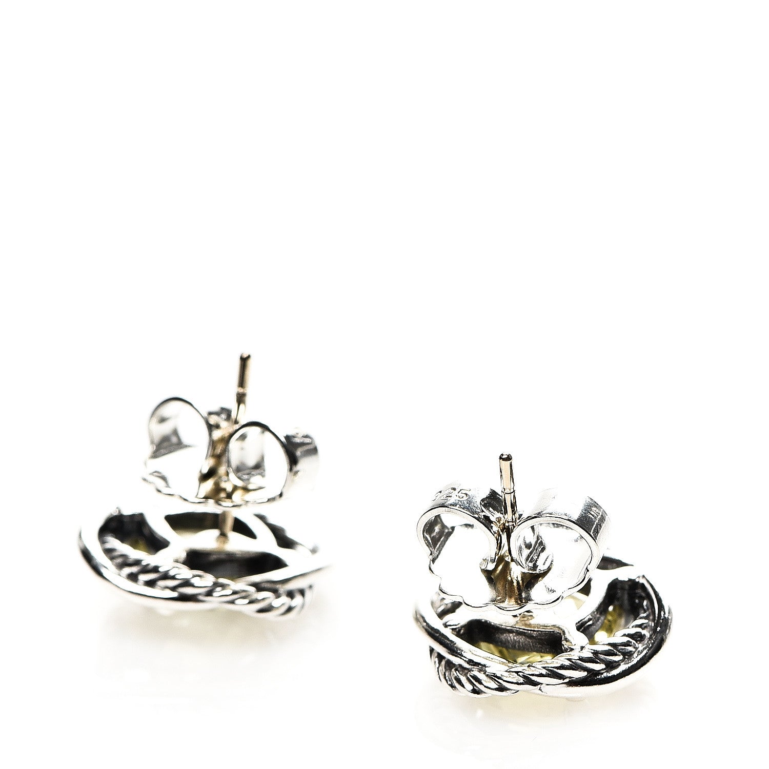 David Yurman Sterling Silver Lemon Citrine 7mm Infinity Earrings 3 of 4