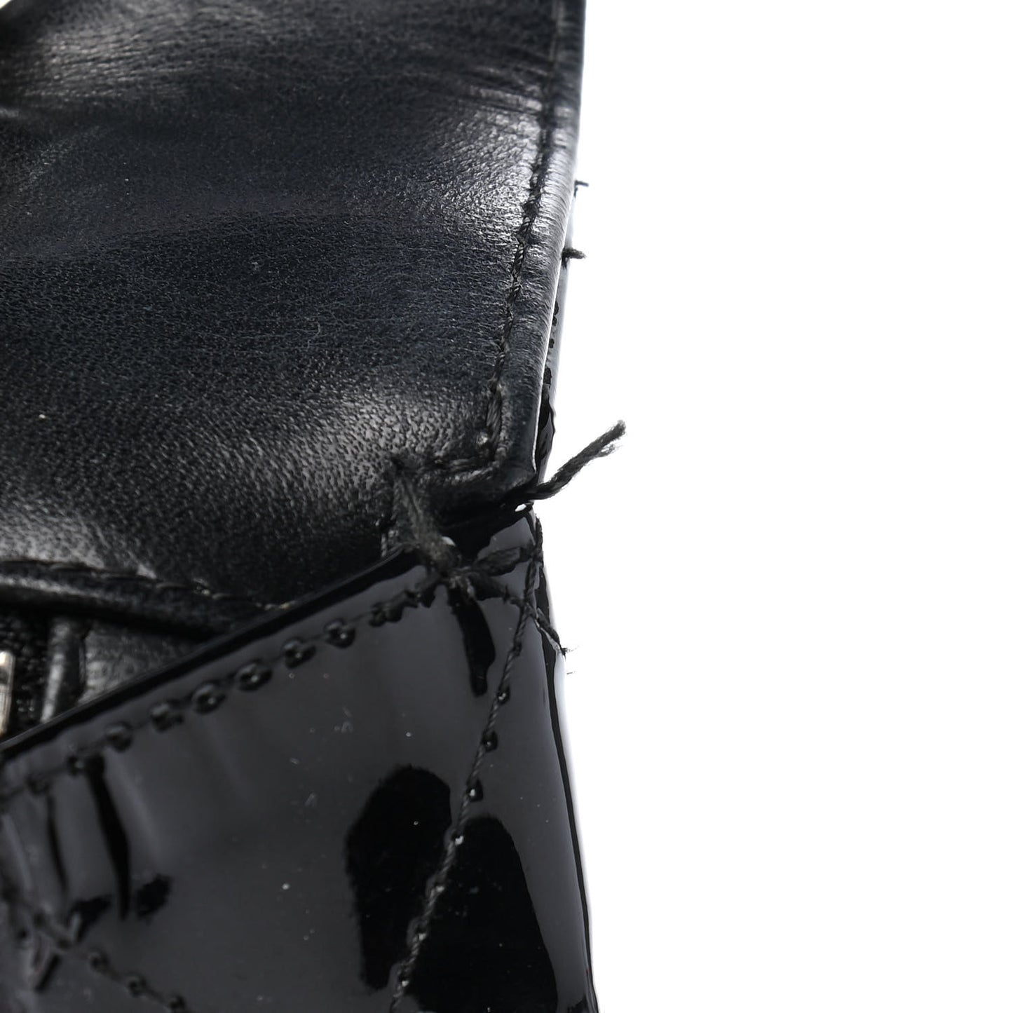 Patent Quilted Maxi Single Flap Black
