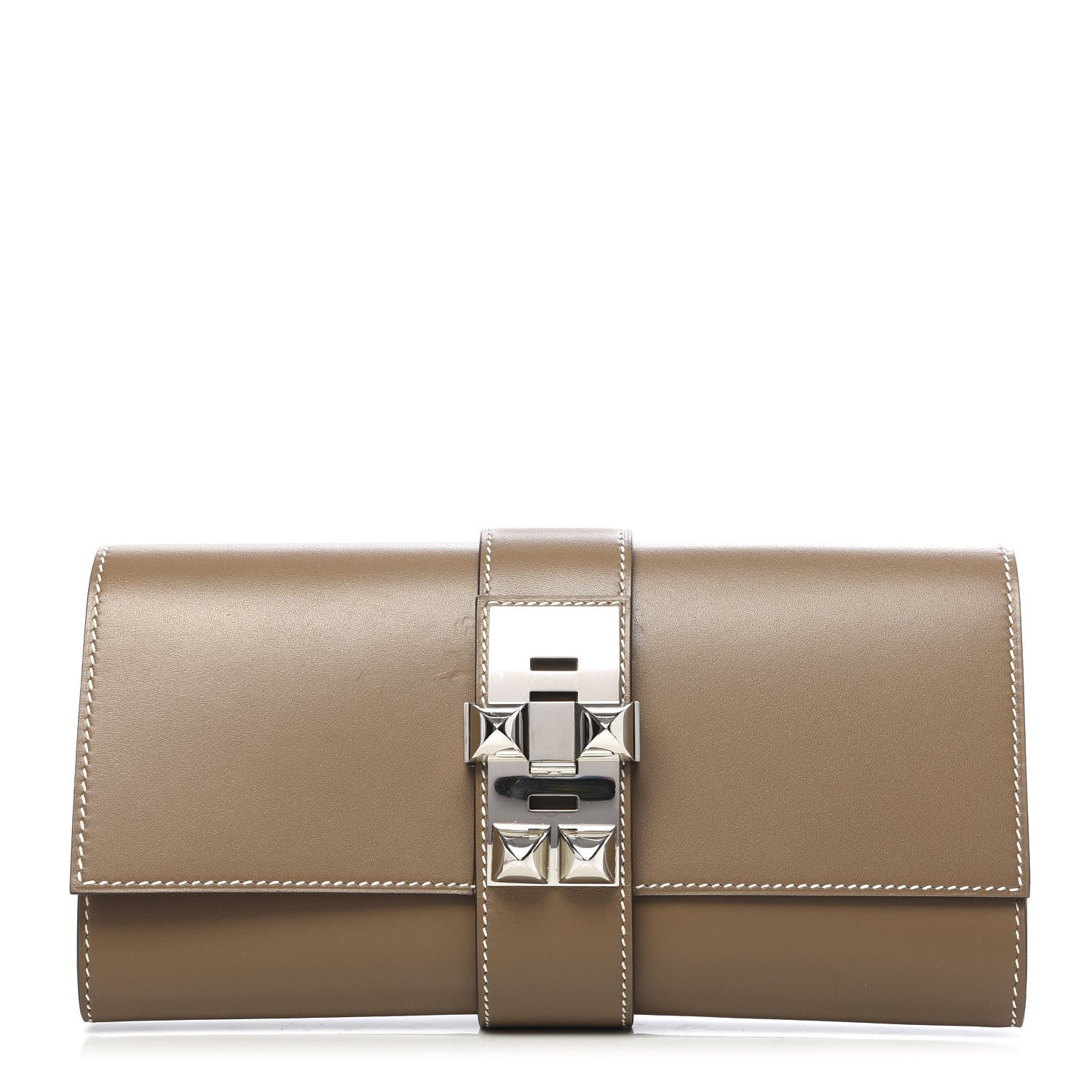 Hermes Tadelakt Medor 23 Clutch Etoupe 1 of 8