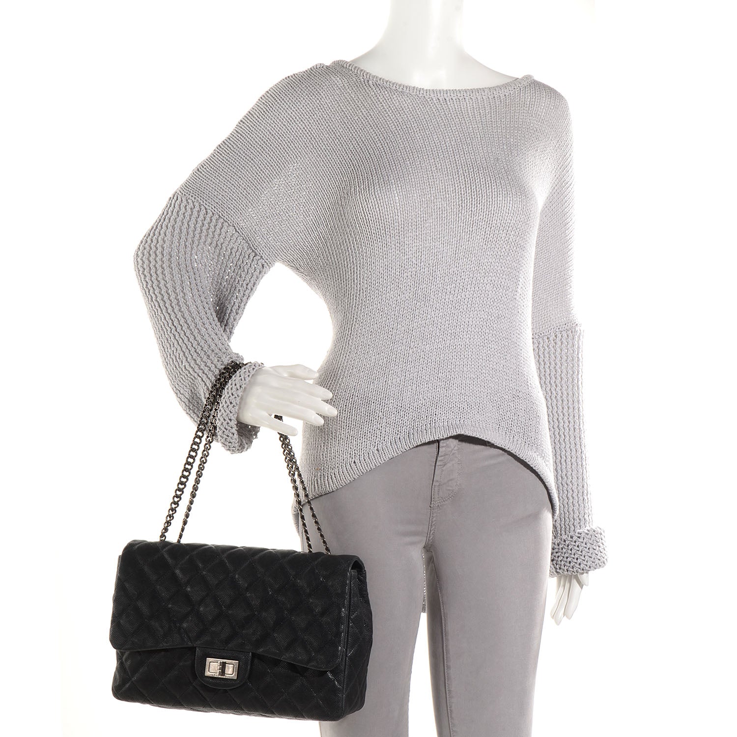 Chanel Washed Caviar 2.55 Reissue 227 Flap Black 2 of 9