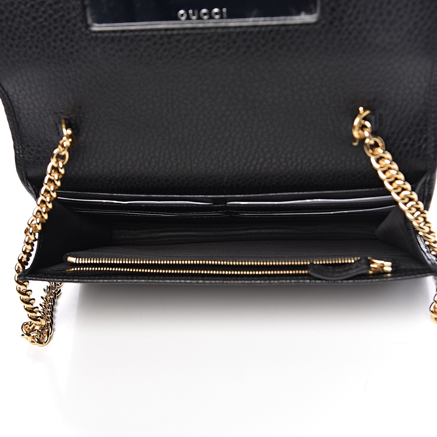 Gucci Calfskin Mini GG Marmont Chain Wallet Black 5 of 10