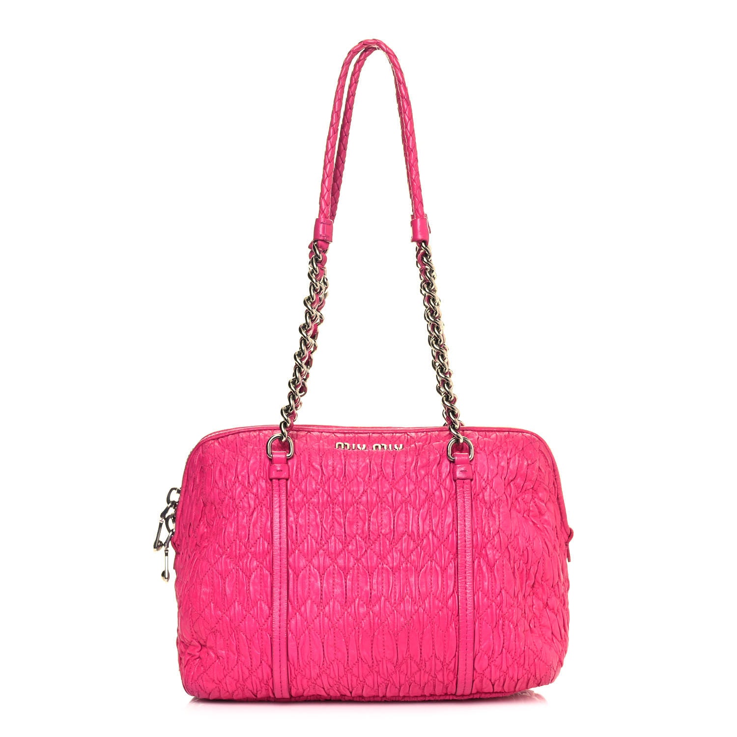 Miu Miu Nappa Matelasse Shoulder Bag Fuxia 1 of 13