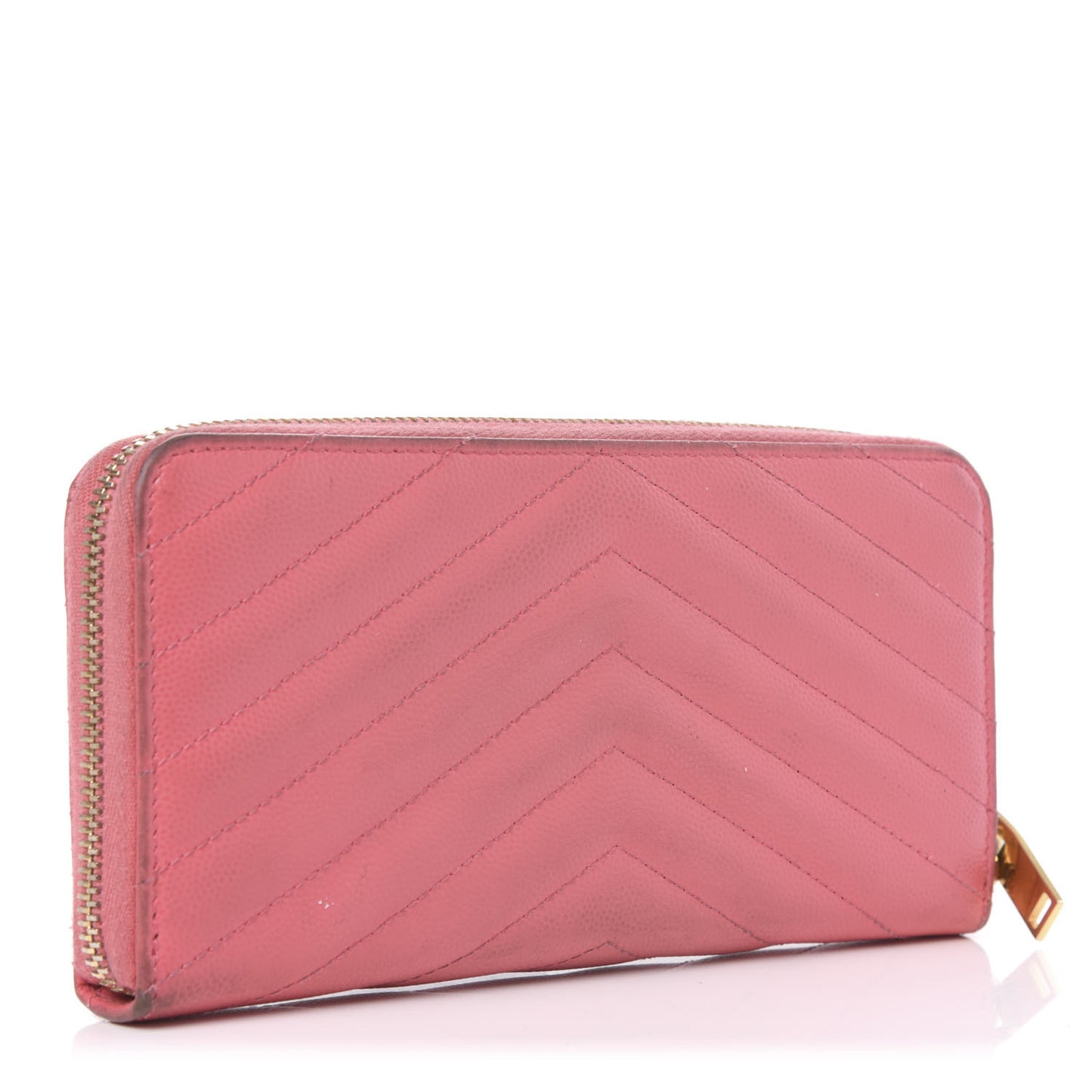 Grain De Poudre Matelasse Chevron Monogram Zip Around Wallet Bubblegum