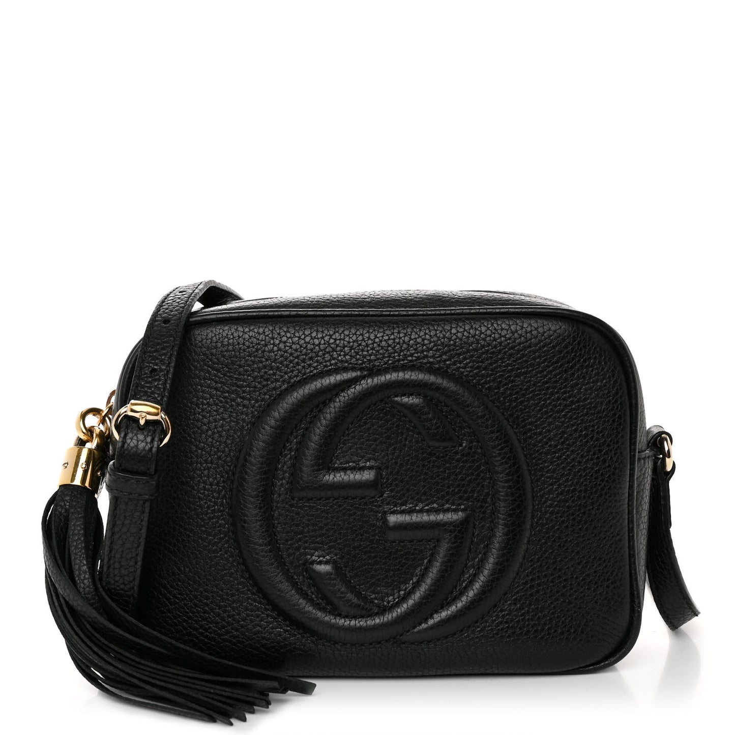 Pebbled Calfskin Small Soho Disco Bag Black