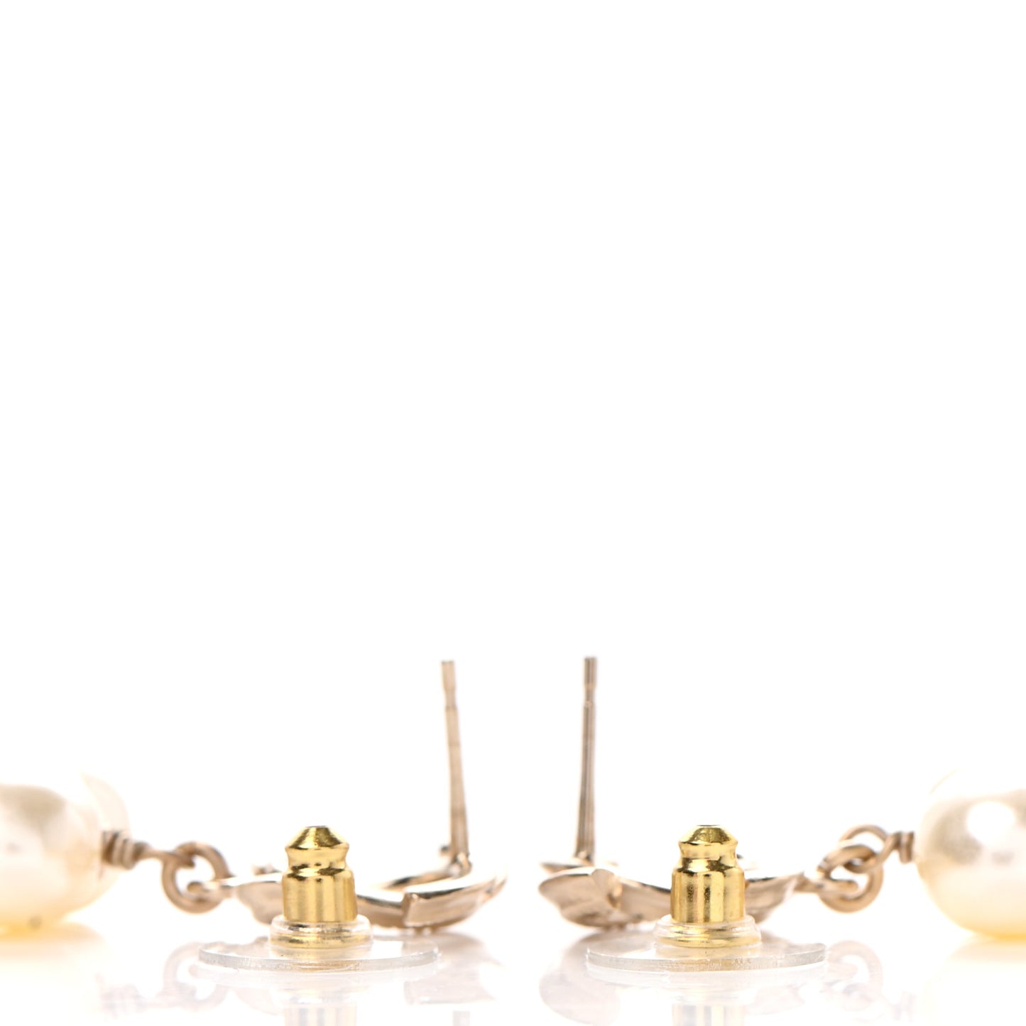 Pearl CC Heart Drop Earrings Gold