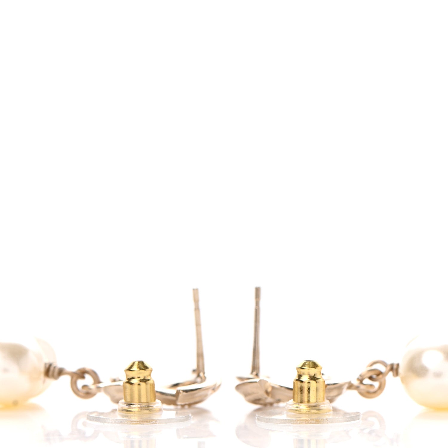 Chanel Pearl CC Heart Drop Earrings Gold 3 of 4