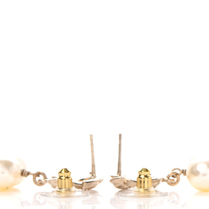 Chanel Pearl CC Heart Drop Earrings Gold 3 of 4