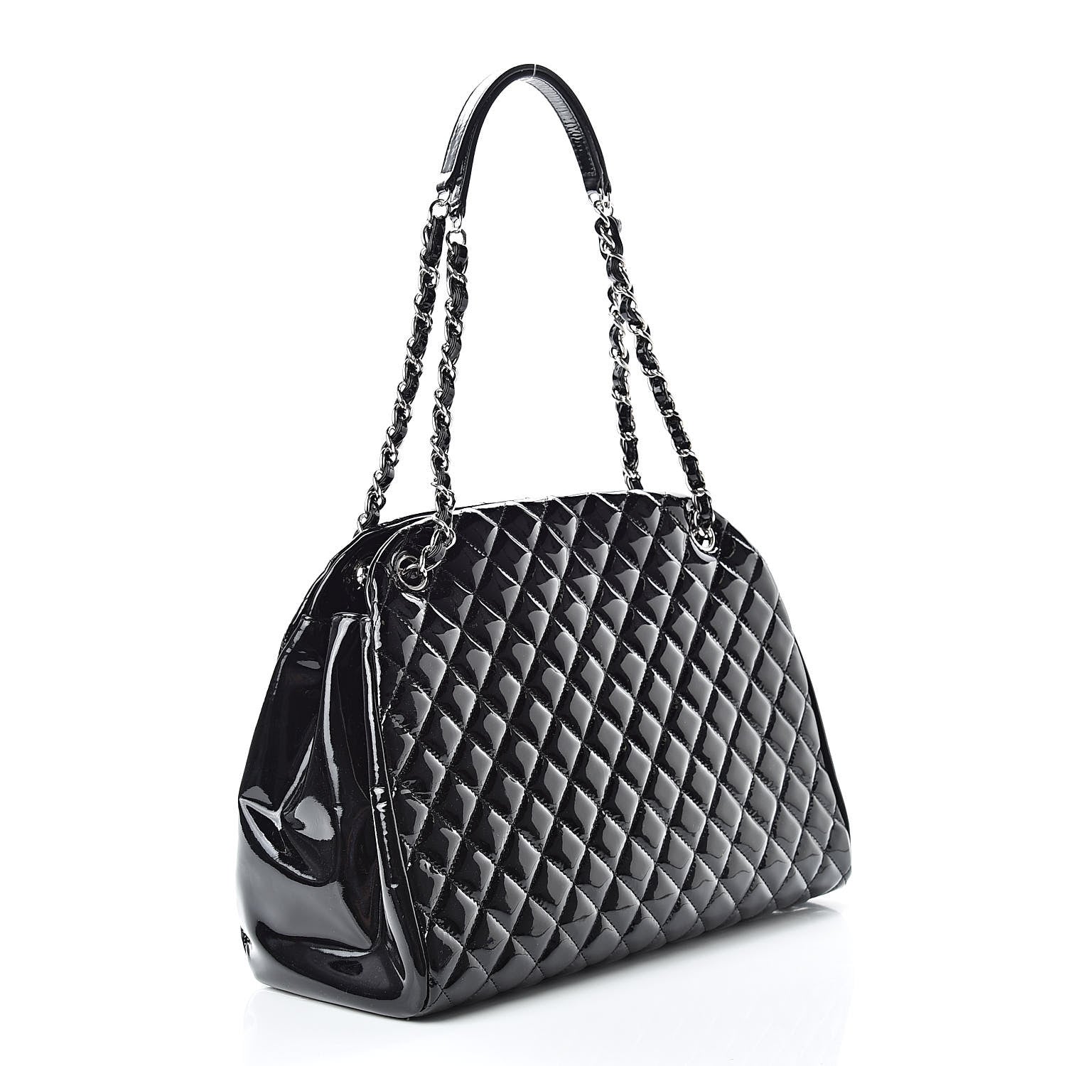 Chanel Patent Quilted Large Just Mademoiselle Bowling Bag Black 3 of 12