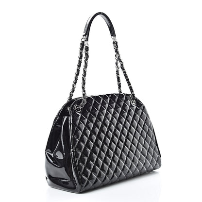 Chanel Patent Quilted Large Just Mademoiselle Bowling Bag Black 3 of 12