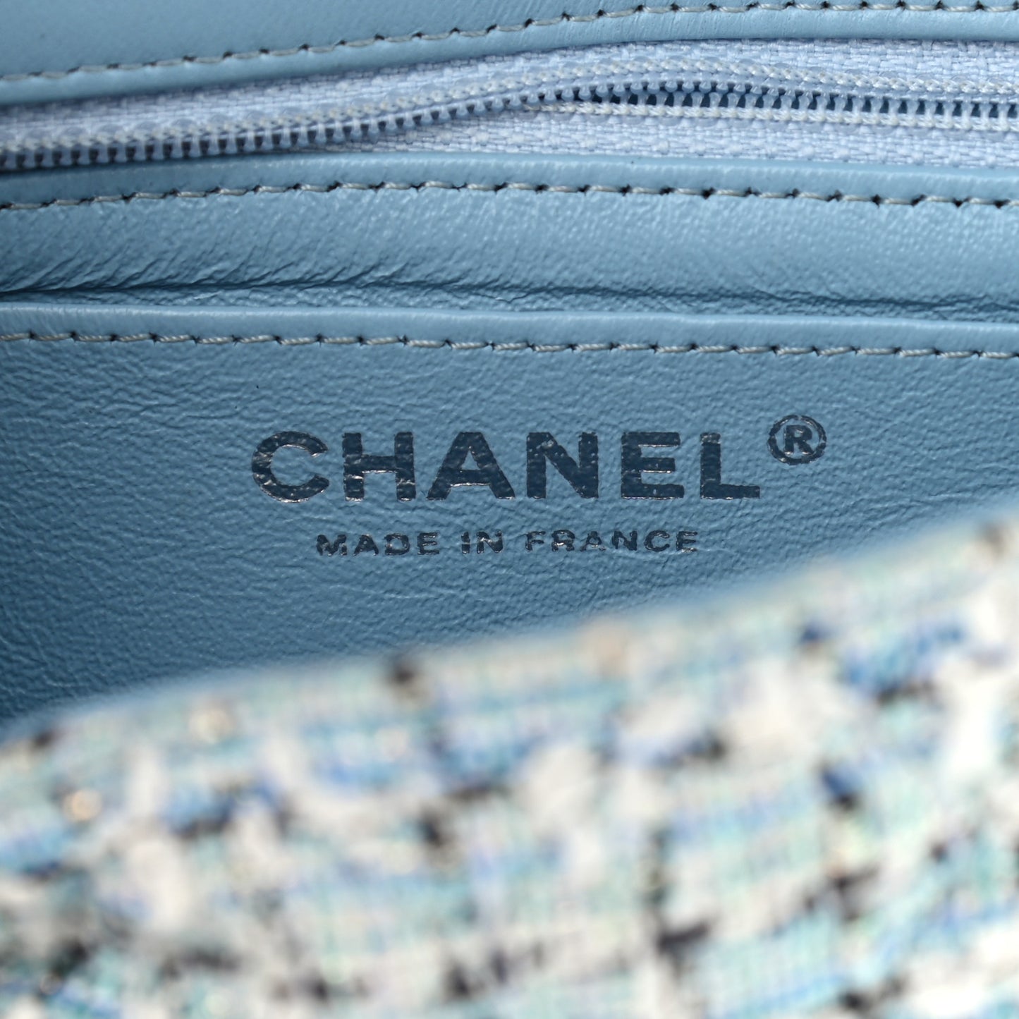 Tweed Braid Mini Flap Blue White