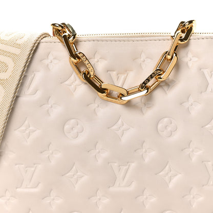Louis Vuitton Lambskin Embossed Monogram Coussin PM Cream 7 of 9