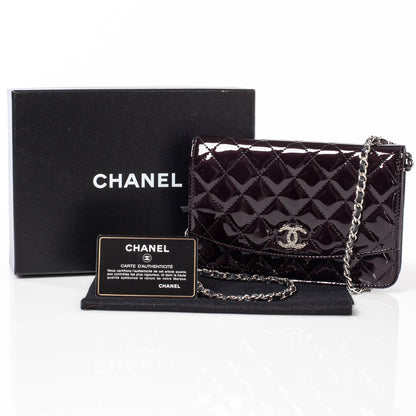 Chanel Patent Quilted Wallet On Chain Black 8 of 8