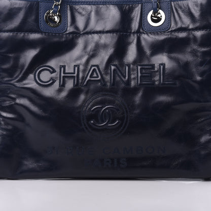 Chanel Glazed Calfskin Small Deauville Tote Blue 11 of 12