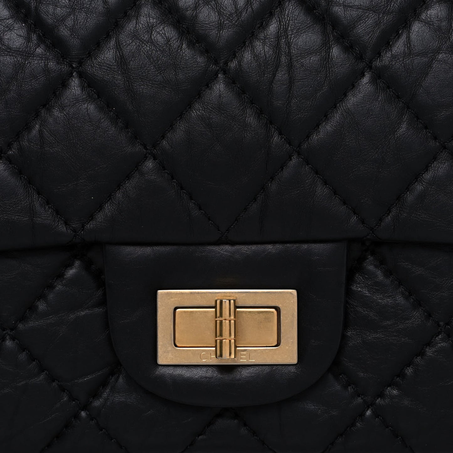 Aged Calfskin Quilted 2.55 Reissue 227 Flap Black