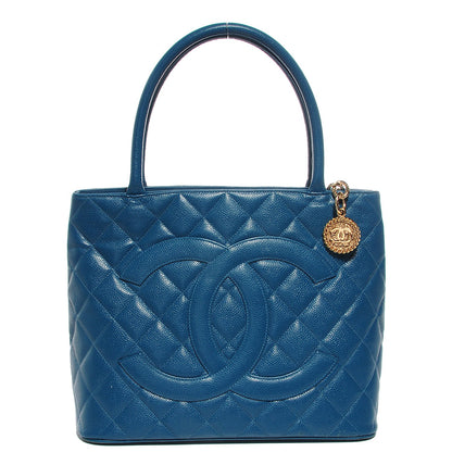 Chanel Caviar Medallion Tote Blue 1 of 7
