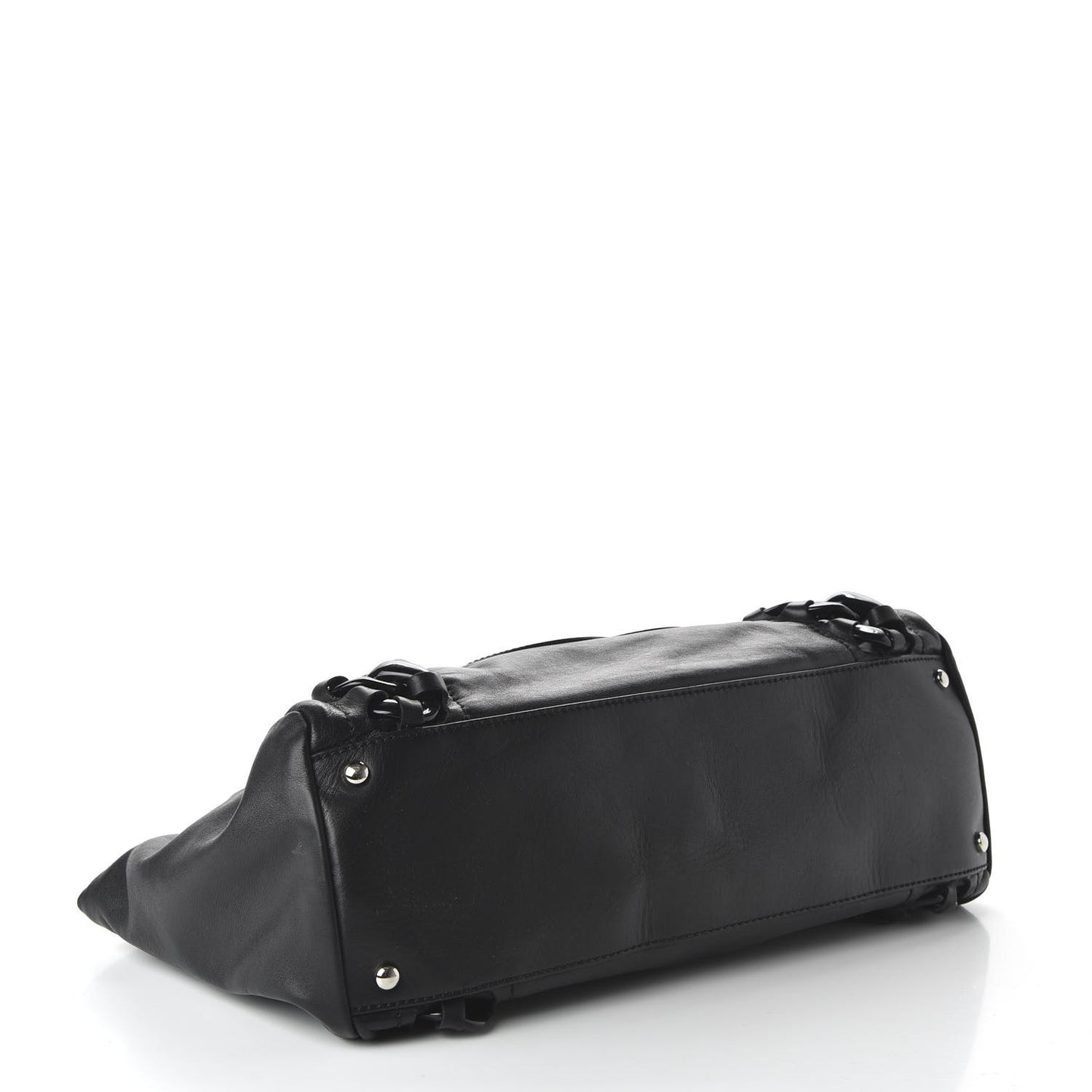 Calfskin Modern Chain Rhodoid East West Tote Black