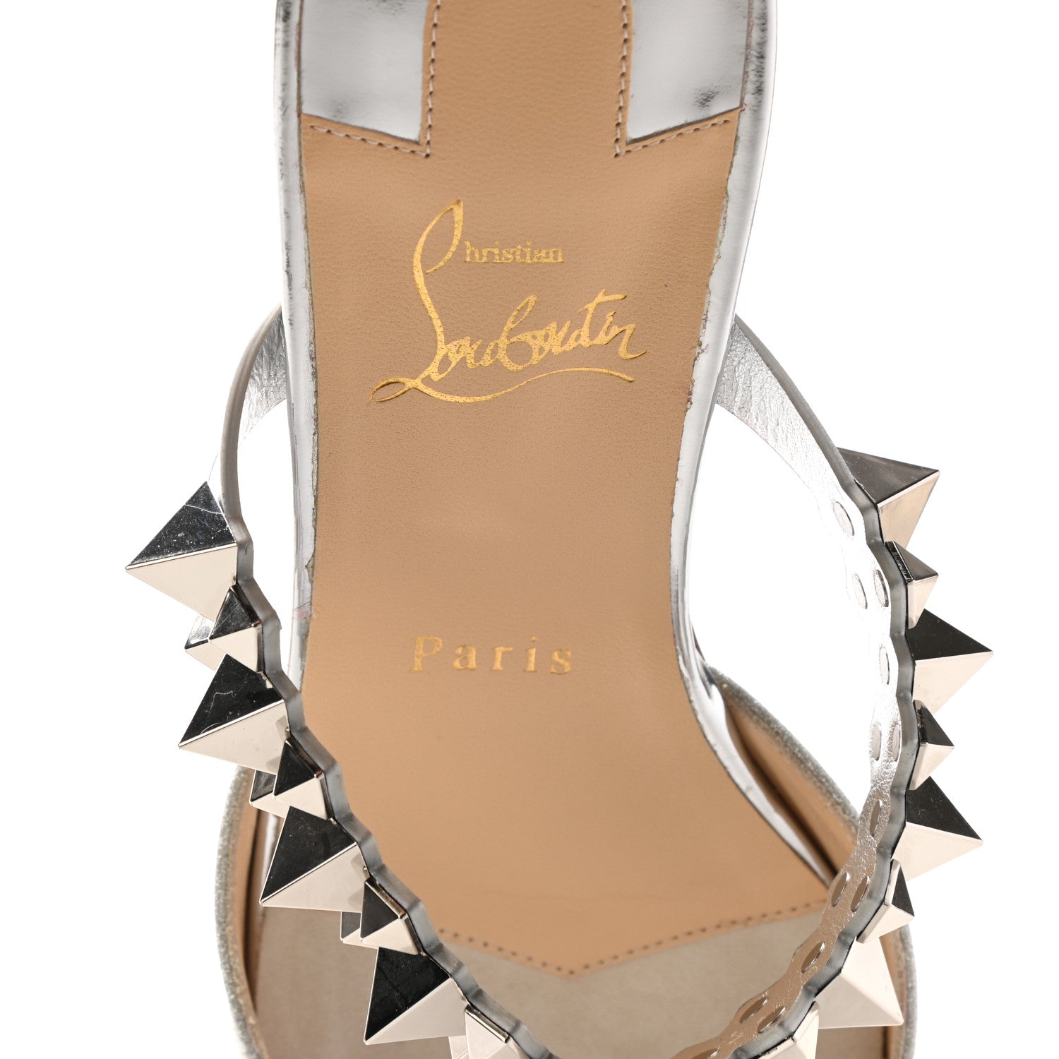 Christian Louboutin Mini Glitter Planet Choc Flat Mules 38.5 Silver 6 of 7