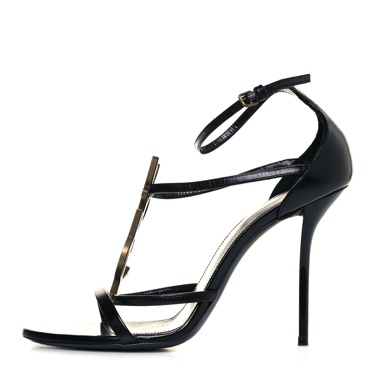 Saint Laurent Calfskin Cassandra 110 Sandals 39 Black 1 of 8