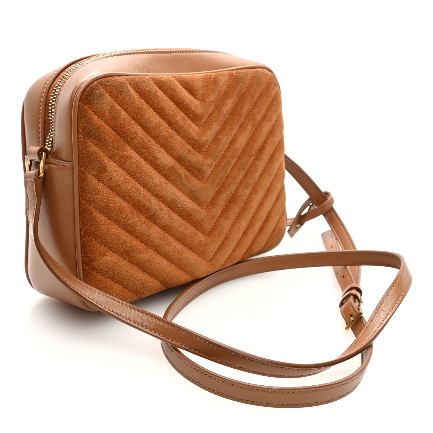 Suede Matelasse Monogram Lou Camera Bag Cinnamon