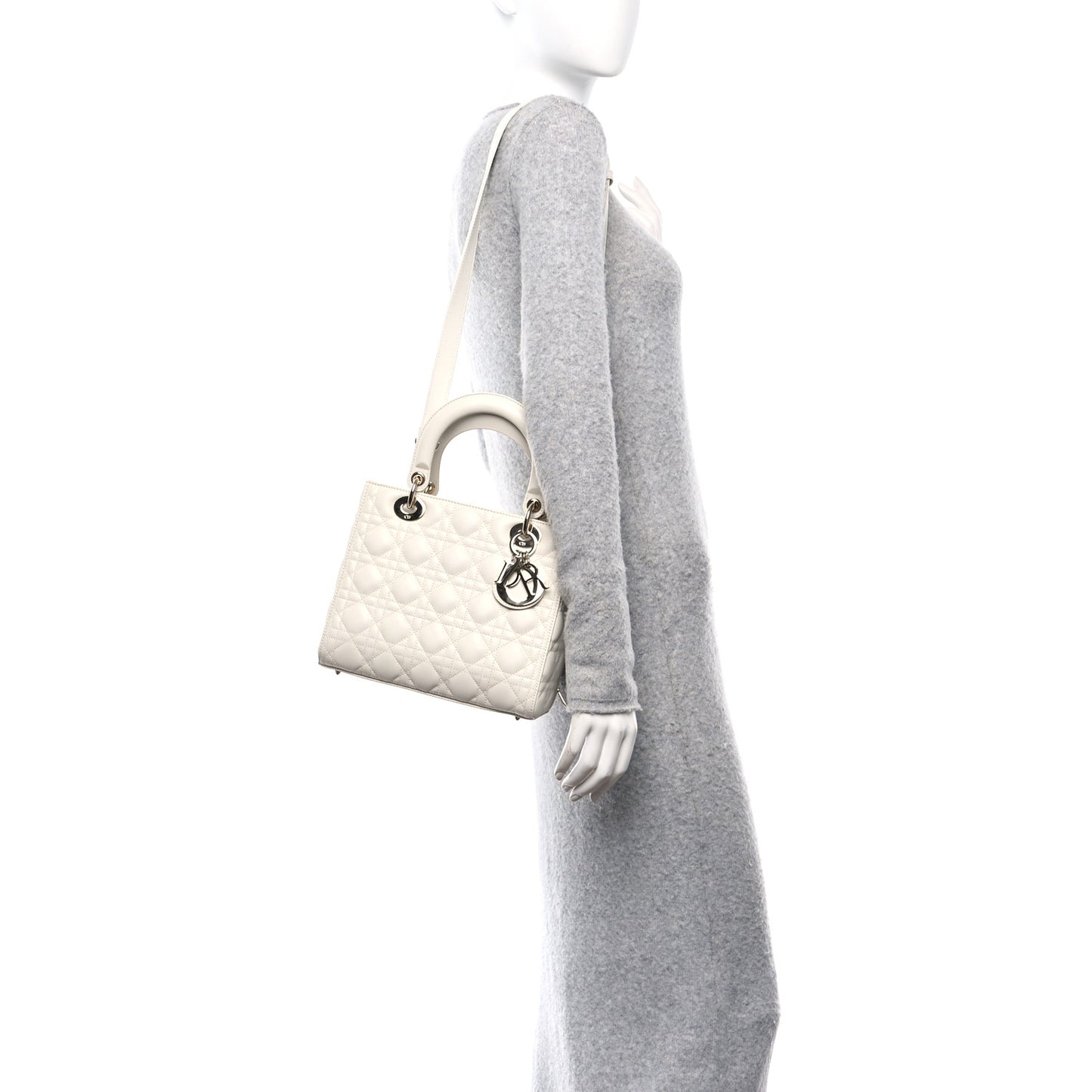 Lambskin Cannage Medium Lady Dior Ivory