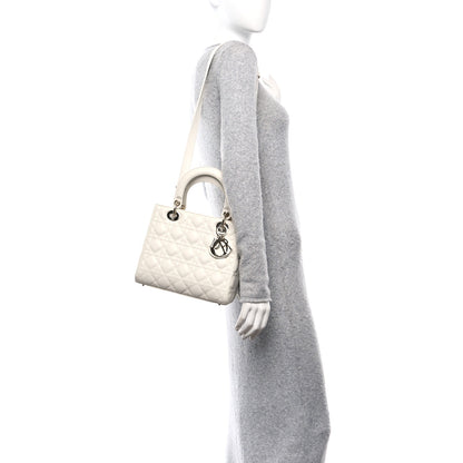 Christian Dior Lambskin Cannage Medium Lady Dior Ivory 2 of 10