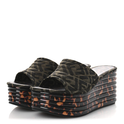 Fendi Jacquard FF Promenade Flatform Slide Sandals 39.5 Tobacco Tortoise 4 of 11