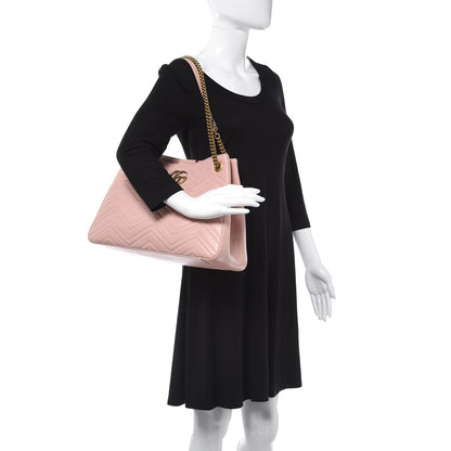 Gucci Calfskin Matelasse Medium GG Marmont Shoulder Tote Bag Perfect Pink 3 of 9