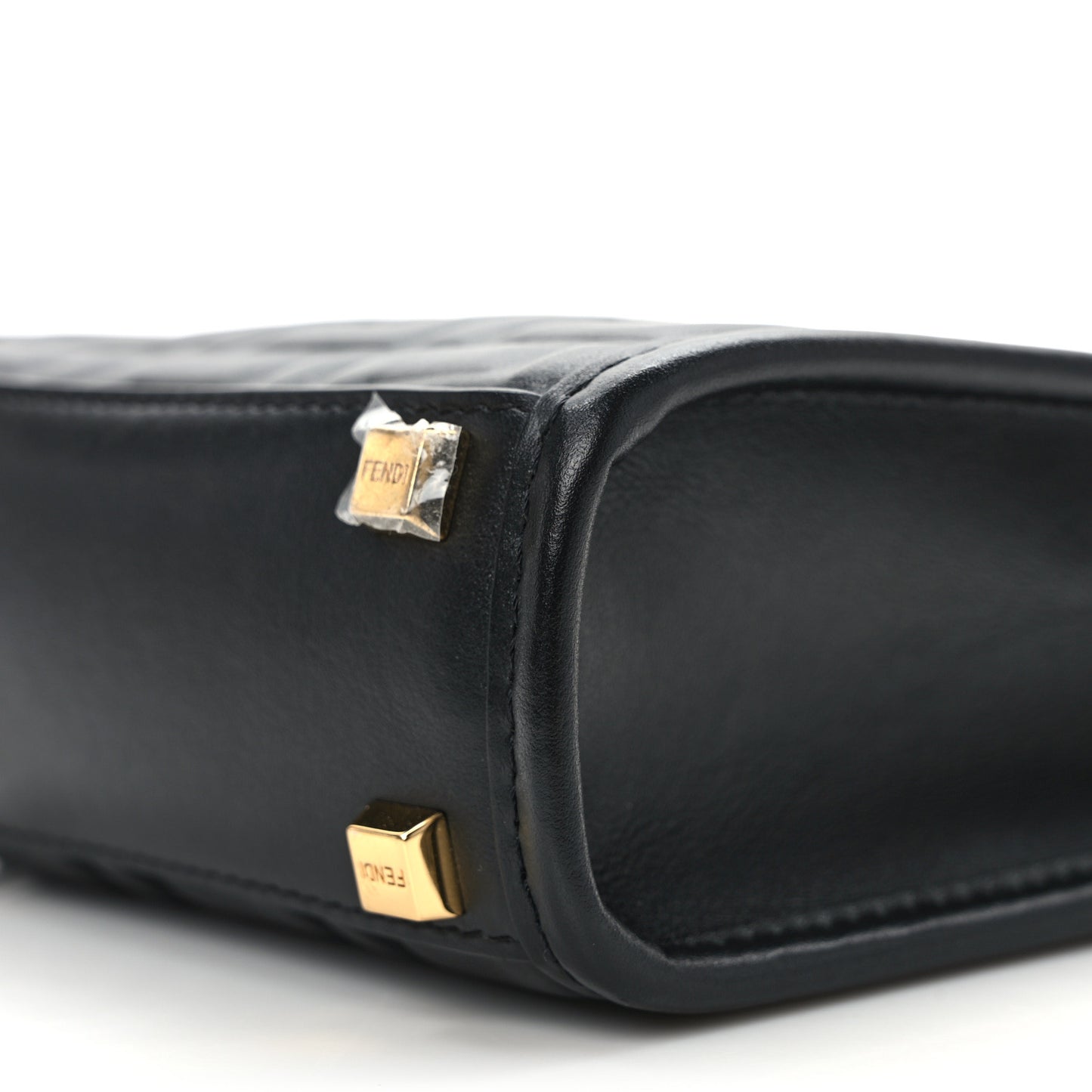 Vitello Plexiglass FF Embossed Mini Fendi Sunshine Shopper Tote Black