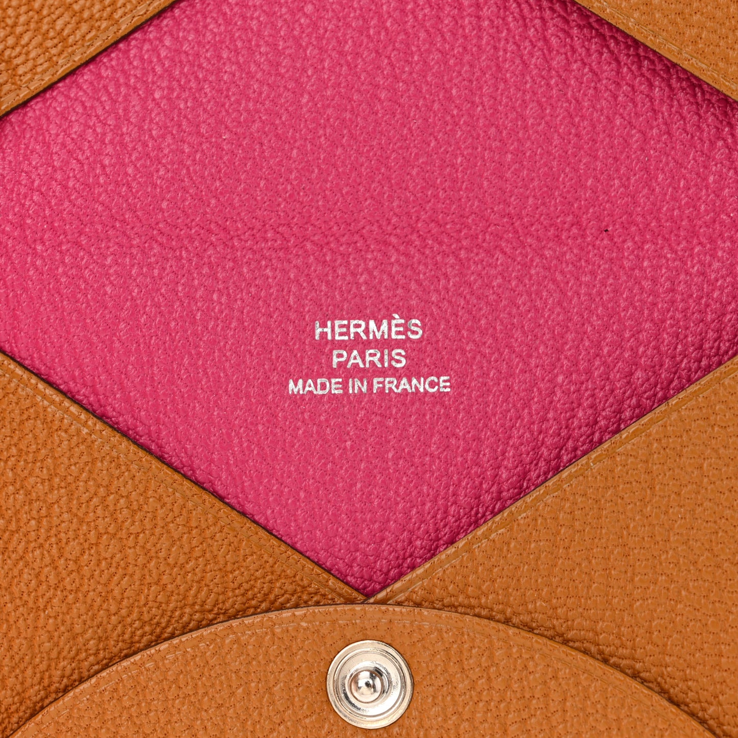 Chevre Mysore Verso Calvi Card Case Caramel Rose Shocking