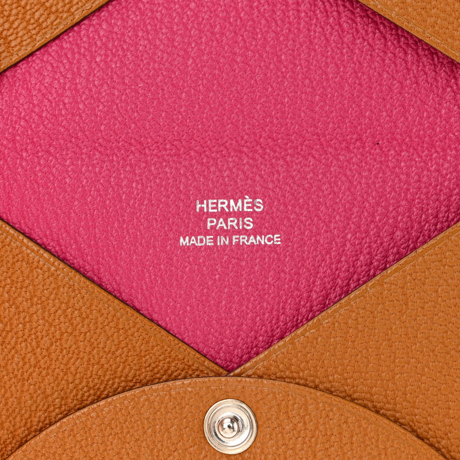 Hermes Chevre Mysore Verso Calvi Card Case Caramel Rose Shocking 6 of 8