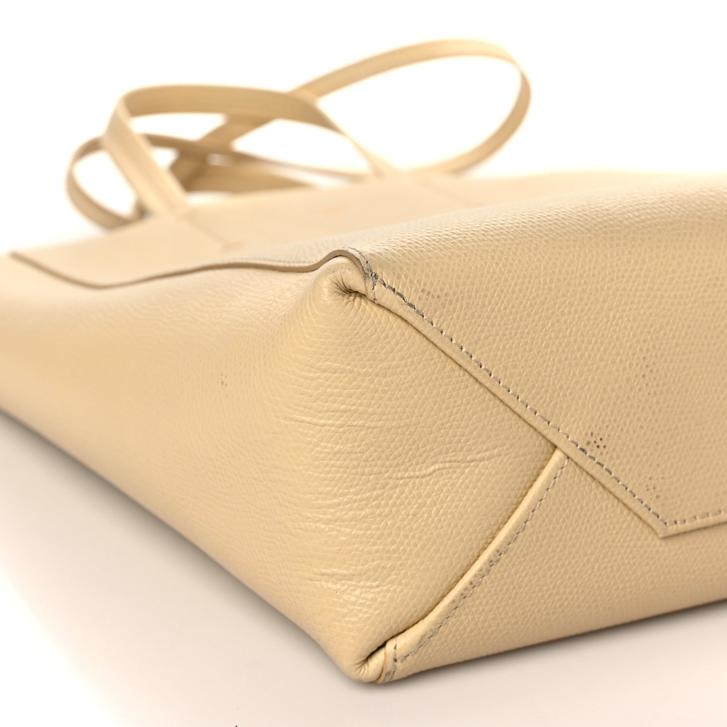 Grained Calfskin Small Vertical Cabas Sand