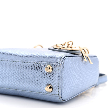 Christian Dior Metallic Karung Micro Lady Dior Light Blue 10 of 13