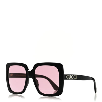 Gucci Crystal Square Frame GG Sunglasses GG0418S Black Pink 1 of 9