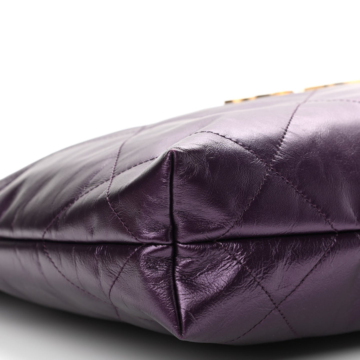 Metallic Calfskin Quilted Small Chanel 22 Purple