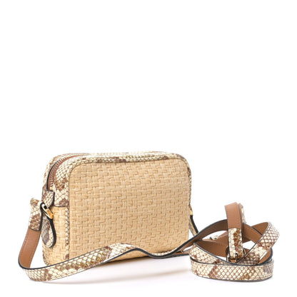Gucci Raffia Elaphe Mini Ophidia Shoulder Bag Natural Cream Brown 2 of 4